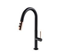 Rubinetto da cucina in ottone con doccetta estraibile installazione monoforo acqua calda fredda rotazione a 360° per lavello(Black)