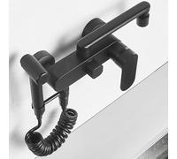 Rubinetto da cucina in ottone con pistola a spruzzo a 360° doppia maniglia acqua calda e fredda regolabile multifunzione finitura cromata 25 cm nero perfetto per lavelli da cucina