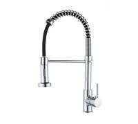 Rubinetto da cucina in ottone con spruzzatore estraibile per acqua calda e fredda, 2 funzioni, finitura cromata, facile installazione, design moderno per casa e ristorante