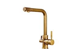 Rubinetto da cucina in ottone cromato con filtro per l'acqua pura e design a doppia maniglia per un facile controllo, stile moderno per uso domestico e commerciale