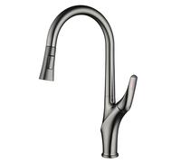 Rubinetto da cucina in ottone girevole a 360° con spruzzatore estraibile a 2 modalità, miscelatore telescopico per lavello, design a foro singolo per una facile installazione e un uso versatile