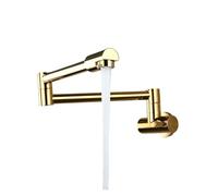 Rubinetto da cucina in ottone, montaggio a parete, miscelatore monoforo, girevole e pieghevole, cromato Funzionamento flessibile(Gold)