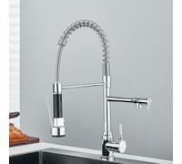 Rubinetto da cucina in ottone nero, girevole a 360°, 2 modalità, miscelatore per acqua calda e fredda, montaggio a ponte flessibile, finitura cromata, design moderno per un facile utilizzo e un