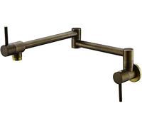 Rubinetto da cucina in ottone resistente con maniglia singola a parete, pieghevole ed estensibile, design a doppio snodo bracci girevoli per uso commerciale solo acqua fredda