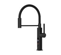 Rubinetto da cucina in ottone spazzolato con display a LED, miscelatore girevole caldo freddo estraibile monoforo,Sicuro e affidabile(Noir)