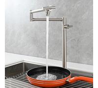 Rubinetto da cucina in ottone spazzolato Miscelatore per lavello pieghevole Rubinetto da cucina a 2 maniglie con foro singolo Rubinetto per acqua fredda nera per cucine moderne (spazzolato)