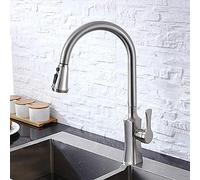 Rubinetto da cucina in rame nero con spruzzatore estraibile, maniglia singola, acqua calda e fredda, girevole a 360°, design moderno, durevole ed elegante per la casa