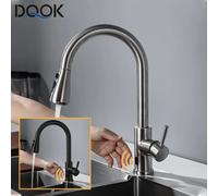 Rubinetto da cucina intelligente senza contatto rubinetti con sensore a infrarossi spazzolato per sondaggio rubinetti miscelatori per acqua a infrarossi neri/nichel