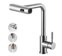 Rubinetto da cucina iVIGA: Rubinetto da cucina ad alta pressione con doccetta estraibile, 3 tipi di getto d'acqua con miscelatore per lavello e rotazione a 360°, cromo