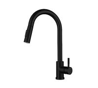 Rubinetto Da Cucina Miscelatore Estraibile Monocomando A Due Funzioni For Acqua Calda E Fredda Testa Dello Spruzzatore A Flusso Montato Sul Ponte Flusso D'Acqua Stabile(Black)
