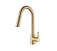 Rubinetto Da Cucina Miscelatore For Acqua Calda Fredda Gru Spruzzatore Rotazione Del Flusso Rubinetteria For Lavello Lavaggio For Estraibile Flusso D'Acqua Stabile(Shiny Gold)