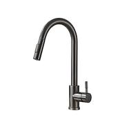 Rubinetto Da Cucina Miscelatore For Acqua Calda Fredda Gru Spruzzatore Rotazione Del Flusso Rubinetteria For Lavello Lavaggio For Estraibile Flusso D'Acqua Stabile(Gun Grey Color)