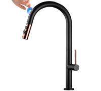 Rubinetto da cucina moderno con sensore touch pull down oro e rosa con controllo dell'acqua calda fredda elegante e conveniente per cucine intelligenti, facile installazione