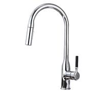 Rubinetto da cucina moderno grigio canna di fucile con spruzzatore estraibile, beccuccio girevole a 360°, 2 modalità di spruzzo, rubinetto miscelatore in ottone, rubinetto per lavello ad arco singolo
