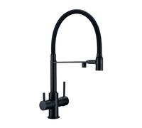 Rubinetto da cucina moderno in ottone a 3 vie miscelatore per lavello nero montaggio a doppio spruzzo pull down elegante finitura in ottone rubinetto da cucina per uso domestico e commerciale