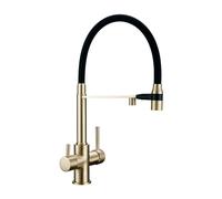 Rubinetto da cucina moderno in ottone miscelatore a 3 vie con doppio spruzzo e tubo estraibile nero costruzione in bronzo elegante rubinetto per lavello per uso domestico
