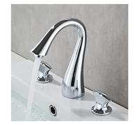 Rubinetto da cucina moderno in ottone, miscelatore per lavello a 3 fori, design elegante, facile installazione, beccuccio girevole, ideale per la vanità domestica, durevole ed elegante.