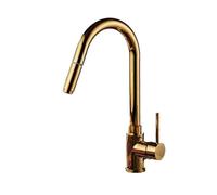Rubinetto da cucina monocomando nero/oro/cromo spruzzatore estraibile Miscelatore lavello monoforo girevole a 360° XT-63(Gold)