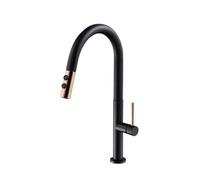 Rubinetto da cucina monoforo con maniglia singola doccetta estraibile Miscelatore in ottone girevole a 360° per acqua calda fredda(Black)