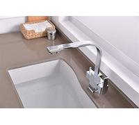 Rubinetto da cucina multifunzionale, 3 vie, gru for acqua potabile, miscelatore for calda e fredda con aeratore, rubinetti for pura, girevole a 360°, doppia maniglia, nero(Chrome)