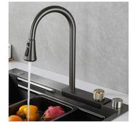 Rubinetto da cucina multifunzionale con doccetta estraibile girevole a 360°, design a cascata, facile da pulire, rubinetto moderno per lavello alla moda, essenziale per la cucina