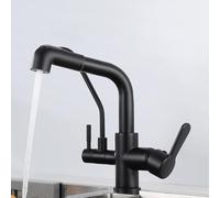 Rubinetto da cucina nero 3 in 1 con spruzzatore estraibile, doppia modalità, filtraggio dell'acqua a 3 vie, elegante miscelatore per lavello per acqua potabile - B
