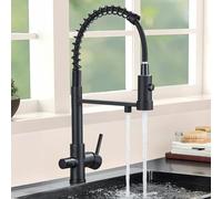 Rubinetto da cucina nero a 3 vie, girevole a 360°, design estraibile, 3 modalità, filtro dell'acqua ad osmosi, compatibile con rubinetto moderno per la casa ed elegante.