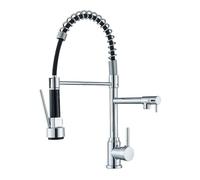 Rubinetto da cucina nero a 360° con doppio miscelatore cromato, montaggio su piano, acqua calda e fredda, design moderno per una facile pulizia e una decorazione elegante