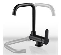 Rubinetto da cucina nero a forma di L con leva singola, design estraibile, stile moderno minimalista, installazione a 1 foro, comoda funzione adatta alla finestra per un facile utilizzo