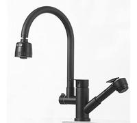 Rubinetto da cucina nero con doccetta girevole per acqua calda e fredda, design moderno per una facile pulizia, perfetto per il lavello della cucina e finitura elegante (colore: D)