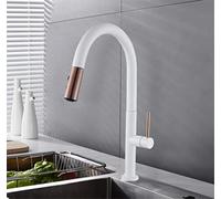 Rubinetto da cucina nero con filtro a 3 vie, girevole a 360°, elegante accenti bianchi, design moderno e durevole, perfetto per cucine eleganti, facile installazione.