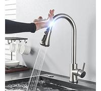 Rubinetto da cucina nero con sensore estraibile Rubinetto sensibile al tocco Miscelatore per rubinetto da cucina Sensore tattile Miscelatore da cucina, nichel spazzolato C