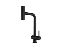 Rubinetto da cucina nero girevole a 360 ° caldo e freddo Montaggio a ponte Pull Down Sink Mixer Modalità multiple di flusso d"acqua Design elegante a cascata e facile da installare