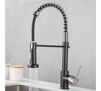 Rubinetto da cucina nero in ottone miscelatore per lavello con acqua calda e fredda 2 funzioni spruzzatore estraibile moderno rubinetto da cucina finitura opaca design facile installazione