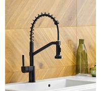 Rubinetto da cucina nero Miscelatore monocomando caldo e freddo 2 modalità di flusso d'acqua Rubinetto per lavello in ottone Rubinetto per lavello a 1 foro Installazione Design moderno per lavello da