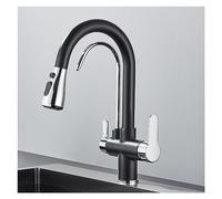 Rubinetto da cucina nero opaco, con filtro dell'acqua estraibile a 360°, miscelatore moderno a 3 vie, design elegante con gru per un facile utilizzo ed elegante decorazione della casa (ZX PHD2Z)