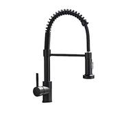 Rubinetto da cucina nero opaco Girevole a 360 ° Beccuccio in ottone Miscelatore per montaggio a ponte Acqua calda e fredda Facile installazione Rubinetto moderno per lavandino del bagno e design