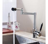 Rubinetto da cucina pieghevole con bocca girevole a 360°, rubinetto for lavello da cucina in ottone cromato con braccio girevole a doppio snodo, miscelatore monocomando for acqua calda e fredda