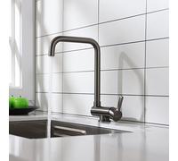 Rubinetto da cucina pieghevole grigio stile pistola girevole a 360 ° Design salvaspazio sotto la finestra Miscelatore per lavello Doppia funzionalità per cucinare e pulire senza sforzo.