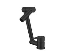 Rubinetto da cucina pieghevole, in acciaio inox, girevole a 360°, design a un foro, miscelatore salvaspazio per camper e campeggio, colore: nero