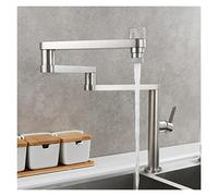 Rubinetto da cucina pieghevole in ottone Bracci oscillanti a doppio snodo Acqua fredda calda for lavello a tre sezioni a doppia funzione(Nickel Three)
