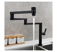 Rubinetto da cucina pieghevole in ottone Bracci oscillanti a doppio snodo Acqua fredda calda for lavello a tre sezioni a doppia funzione(Black Three)