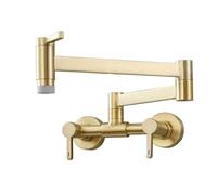 Rubinetto da cucina pieghevole, miscelatore per acqua calda e fredda, girevole a 360°, montaggio a parete, finitura oro spazzolato, design salvaspazio per un facile utilizzo e stile moderno