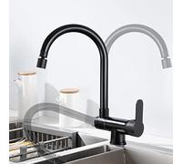 Rubinetto da cucina pieghevole per finestra interna, rubinetti per lavello da cucina Rubinetto per lavabo con doccia girevole in ottone per acqua calda e fredda-Nero(Cromo)