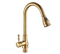 Rubinetto da cucina premium con spruzzatore estraibile finitura oro acqua calda e fredda doppia funzione rotazione a 360 ° rubinetto miscelatore telescopico per lavello da cucina colore A