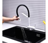 Rubinetto da cucina regolabile bianco flessibile Pull Down Sink Tap Retrattile Cucina Mixer Design ad arco alto per un facile utilizzo Ideale per la cucina e la pulizia domestica