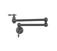 Rubinetto da cucina retrattile a parete singolo foro doppio braccio girevole acqua fredda ottone elegante finitura nera per cucine moderne