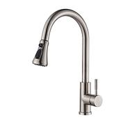 Rubinetto da cucina retrattile con spruzzatore estraibile, rubinetto miscelatore per lavello cromato spazzolato, rubinetto per lavabo dell'acqua calda e fredda per bagno e cucina