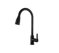 Rubinetto da cucina retrattile in acciaio inox nero con interruttore a doppia funzione, spruzzatore estraibile girevole a 360°, design moderno per una facile pulizia e praticità