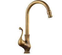 Rubinetto da cucina retrò, per lavabo, vintage, per lavello da cucina, 1 foro, in ottone anticato, monoforo, antico B (antico B)